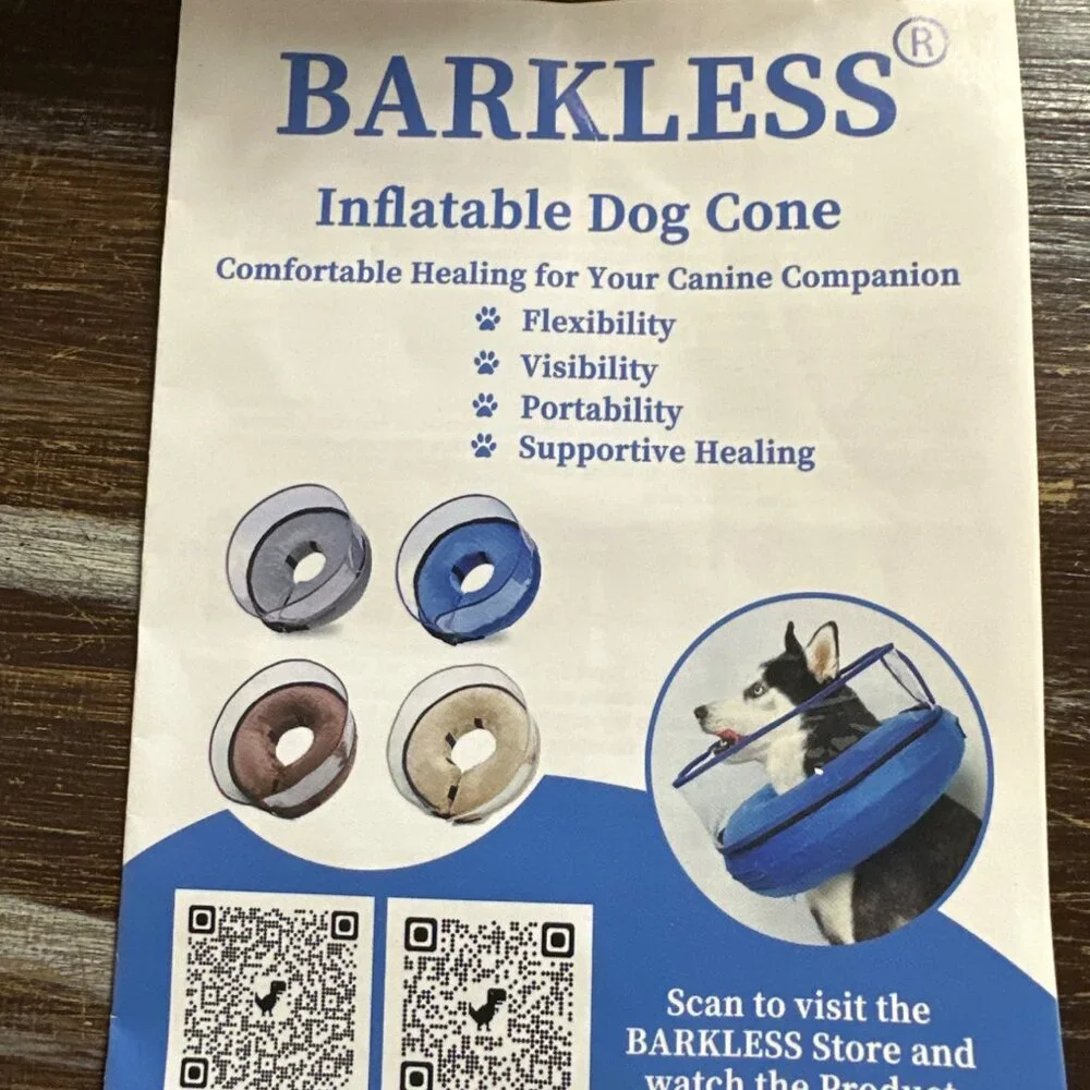 Barkless inflatable dog cone tan xlarge
